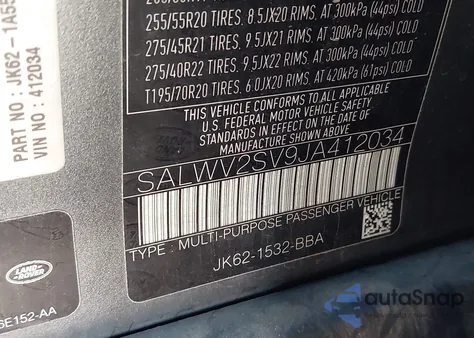 2018 Land Rover Range Rover Sport Hse Dynamic из США, поврежденный, VIN SALWV2SV9JA412034